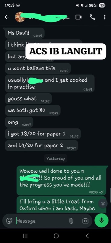ACS IB LangLit student feedback conversation 23